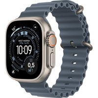 Apple Watch Ultra 3 GPS + Cellular 49mm with gray Ocean Band, rugged titanium case, and detailed digital display.