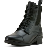 Black Ariat women's paddock boot with lace-up front, rounded toe, and low heel, UK size 6.