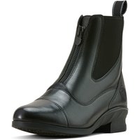 Black Ariat women's paddock boot with front zip, rounded toe, and elastic side panels, UK size 6.