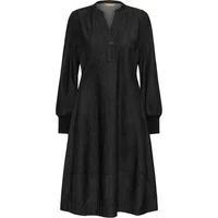 Black Arpa dress by CULTURE CUAllura, long sleeves, V-neck, knee-length, subtle textured pattern.
