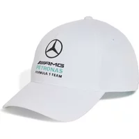 White baby baseball cap with Mercedes-AMG Petronas Formula 1 logo and black brim by Adidas.
