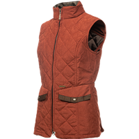 Baleno Chester quilted ladies bodywarmer in brick color, UK 10, with high collar, zip closure, and front pockets.
