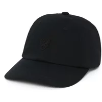 Black Lyle & Scott baseball cap with tonal eagle logo on front, curved brim, and adjustable strap at back.