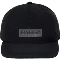 Black Napapijri baseball cap with box logo on front panel and curved brim.