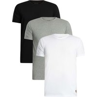 Lyle & Scott Basic 3 Pack T-Shirt set in black, grey, and white, featuring crew neck and short sleeves.