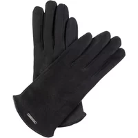 Black faux leather gloves for women, sleek design, soft texture, with subtle Greenpoint logo on the wrist.