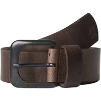 Brown leather G-Star Zed belt with black metal buckle and embossed logo on the strap.
