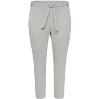 Gray belted trousers for women by KAFFE Curve, featuring a tapered fit and tie belt at the waist.