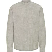 Gray Blend Daris CN Coll blouse with button-down front, long sleeves, and a subtle textured pattern.