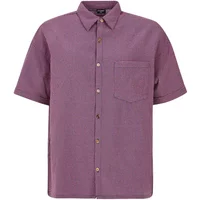 Purple short-sleeve blouse with collar, button-up front, and chest pocket by Protest Sunsets.