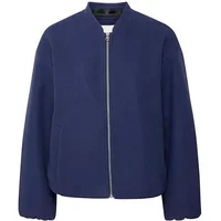 Navy blue Ichi Jannet 12 women's blouson with a front zipper and ribbed collar.