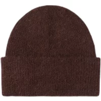 Brown Samsoe Samsoe Nor beanie with a soft, textured knit and a wide folded cuff.