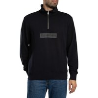 Black Napapijri Box Logo Zip Fleece with half-zip front, embroidered logo patch on chest, and ribbed cuffs.