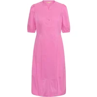 Pink button-up dress for women CULTURE Antoinett with short sleeves and a V-neckline.