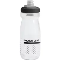 Clear Camelbak Podium Bottle 620ml with black lid, gray spout, and dotted design on lower half.