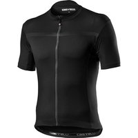 Black Castelli Classifica short sleeve cycling jersey with full front zipper and subtle logo on collar.