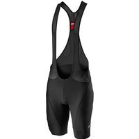 Black Castelli Endurance 3 Bib Shorts with red logo, mesh straps, and ergonomic padding.