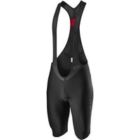 Black Castelli Nano Flex Pro Race Bib Shorts with red logo, sleek design, and moisture-wicking fabric.