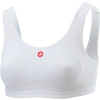 White Castelli Rosso Corsa Bra with mesh panels and red logo on front.
