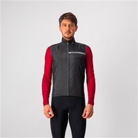 Gray Castelli Squadra Stretch Vest with high collar, front zipper, and reflective chest stripe.