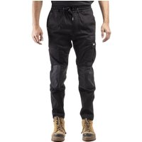 Black Caterpillar Men's Dynamic Trouser with drawstring waist, reinforced knees, and elastic cuffs.