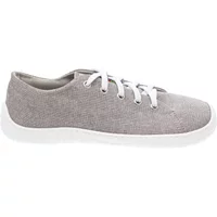 Children's grey textile trainers Fare Bare Sicilky with white laces and rubber sole.