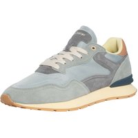 Light blue suede trainers by HOFF with beige laces, white sole, and tan heel accent.