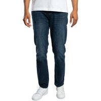 Dark blue Clark Original 300 Regular Jeans by Jack & Jones, straight fit, mid-rise, classic five-pocket design.