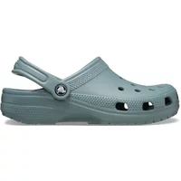 Gray Crocs Classic Clog with perforated toe box, adjustable heel strap, and textured sole.