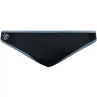 Black Superdry Classic bikini bottom with light blue trim and logo on the side.