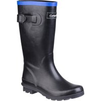Black Cotswold 'Fairweather' rubber Wellington boots, blue trim, buckle detail, infant size 13.