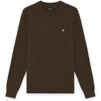 Brown cotton jumper by Lyle & Scott with long sleeves and yellow eagle logo on chest.