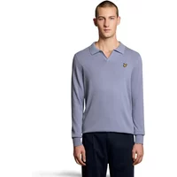 Light blue cotton polo neck jumper with Lyle & Scott logo on chest, long sleeves, and ribbed cuffs.