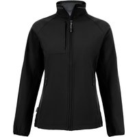 Black Craghoppers Expert women's softshell jacket, full zip, high collar, zippered chest and side pockets, UK size 14.