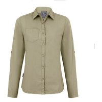 Beige Craghoppers Expert women's long sleeve shirt with button front and chest pocket, UK size 20.