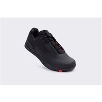 Black Crank Brothers Mallet Lace MTB cycling shoe with red lace eyelets and durable rubber sole.