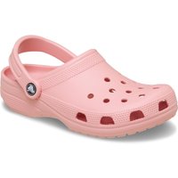 Powder pink Crocs Classic Clog with ventilation holes and adjustable heel strap.