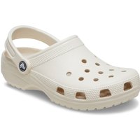 Cream-colored Crocs Classic EVA Women's Frappe Clogs with ventilation holes and adjustable heel strap.