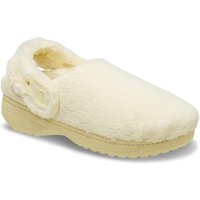 Vanilla Crocs Classic Unfurgettable clogs with plush polyester exterior and textured sole.