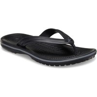 Black and slate grey Crocs Crocband rubber hiking sandals with textured footbed and durable sole.