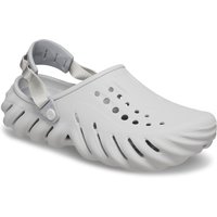 Gray Crocs Echo Thermoplastic Atmosphere Clogs with perforated upper and textured, wavy sole design.