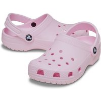 Pink Crocs Girl's Classic Clog with ventilation holes and adjustable heel strap, size Infant 11.