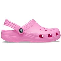 Taffy pink Crocs girl's classic clog with ventilation holes and adjustable heel strap, size 1.