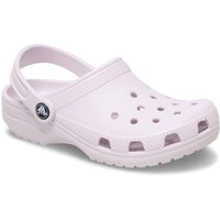 Pale lilac Crocs girl's kids classic clog with perforated upper and heel strap, size 2.