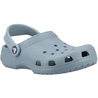 Light blue Crocs Kids' Classic Clog, size 1, with ventilation holes and adjustable heel strap.