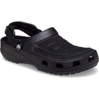 Black and slate grey Crocs men's clog with textured strap and ventilation holes.