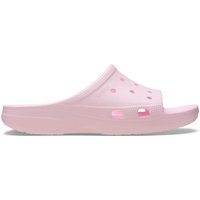 Pink Crocs Saturday Slide with perforated upper, open toe, and contoured footbed.
