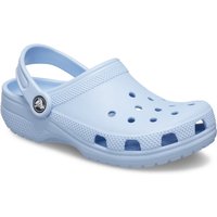 Blue toddler Crocs Classic Clog with ventilation holes, heel strap, and textured sole.