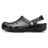 Black Crocs Unisex Classic Clogs with ventilation holes and adjustable heel strap, size 5 UK Men/6 UK Women.