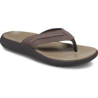Espresso brown Crocs Yukon Vista II men's flip flops with textured straps and cushioned footbed.
